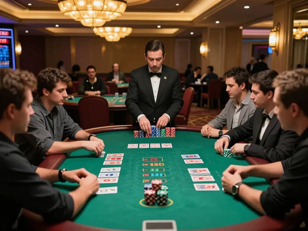 Casino 789win players engaged in an intense blackjack game with chips and cards visible.