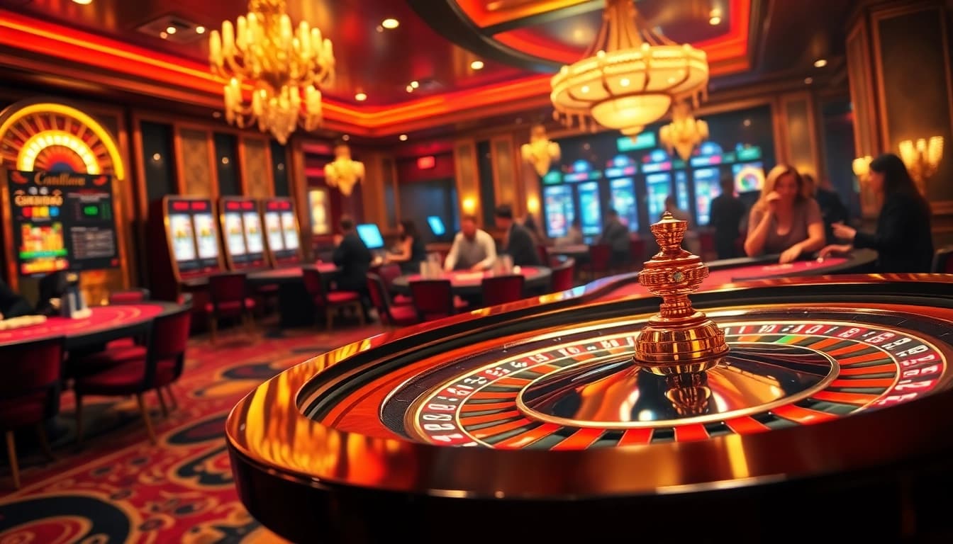 Experience the excitement of casino gaming at https://gg888.info/ with roulette tables and vibrant slot machines.