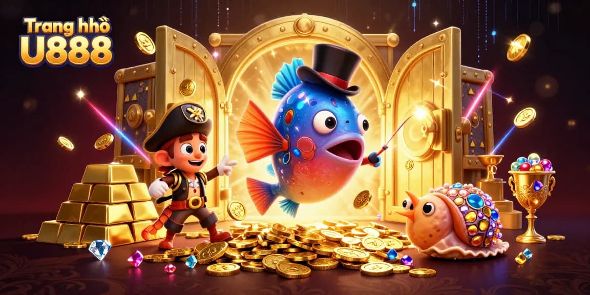 Engage with rich gameplay at Trang chủ U888, featuring vibrant characters and treasure elements.