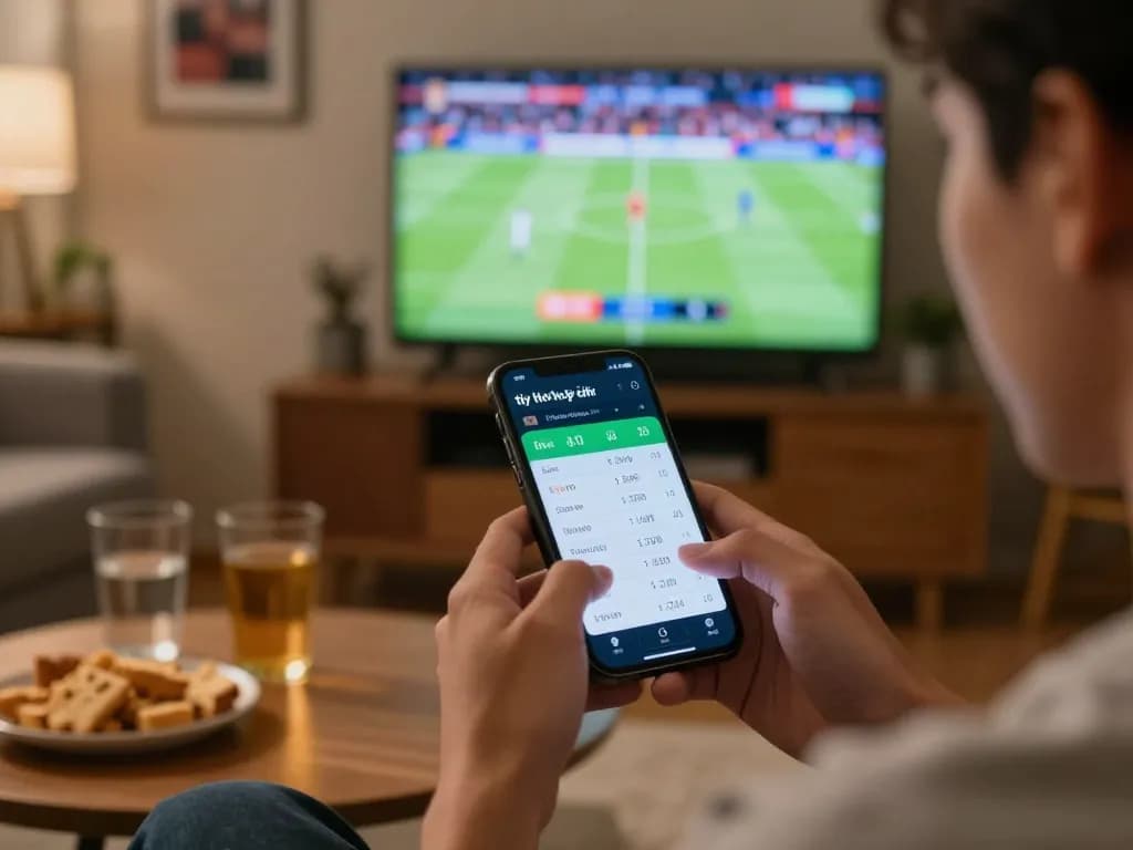 Tỷ lệ kèo nhà cái hôm nay displayed on mobile app during an exciting sports match, enhancing sports betting experience.