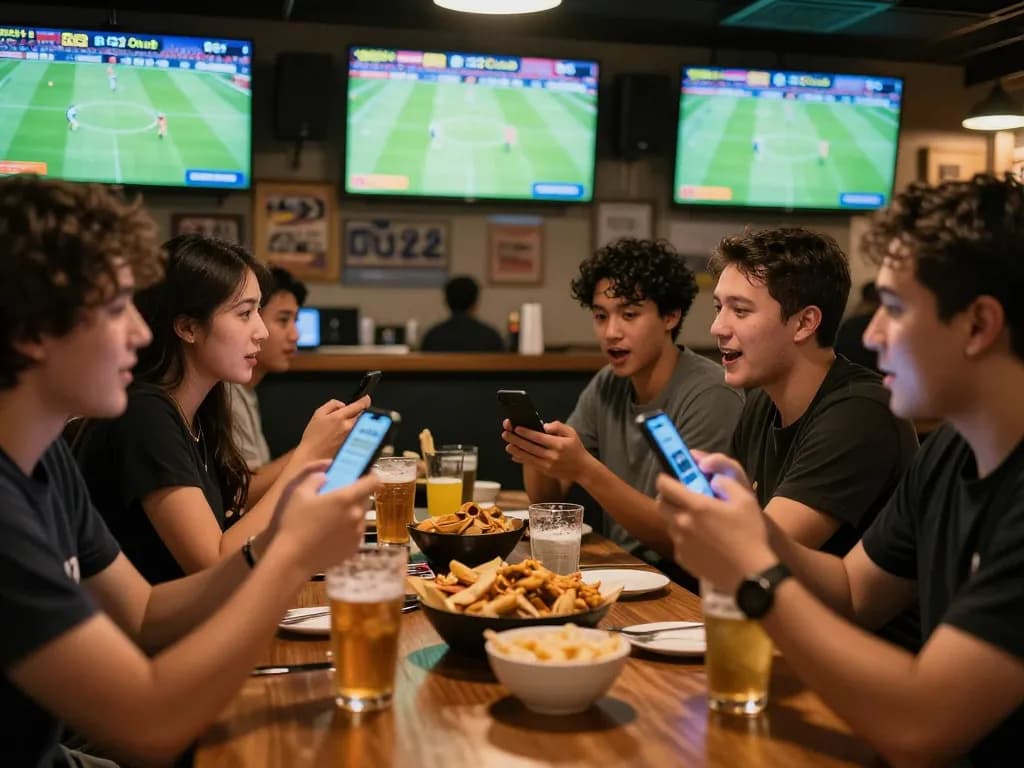 Betting on the B52 Club with excitement during a live sports event in a vibrant atmosphere