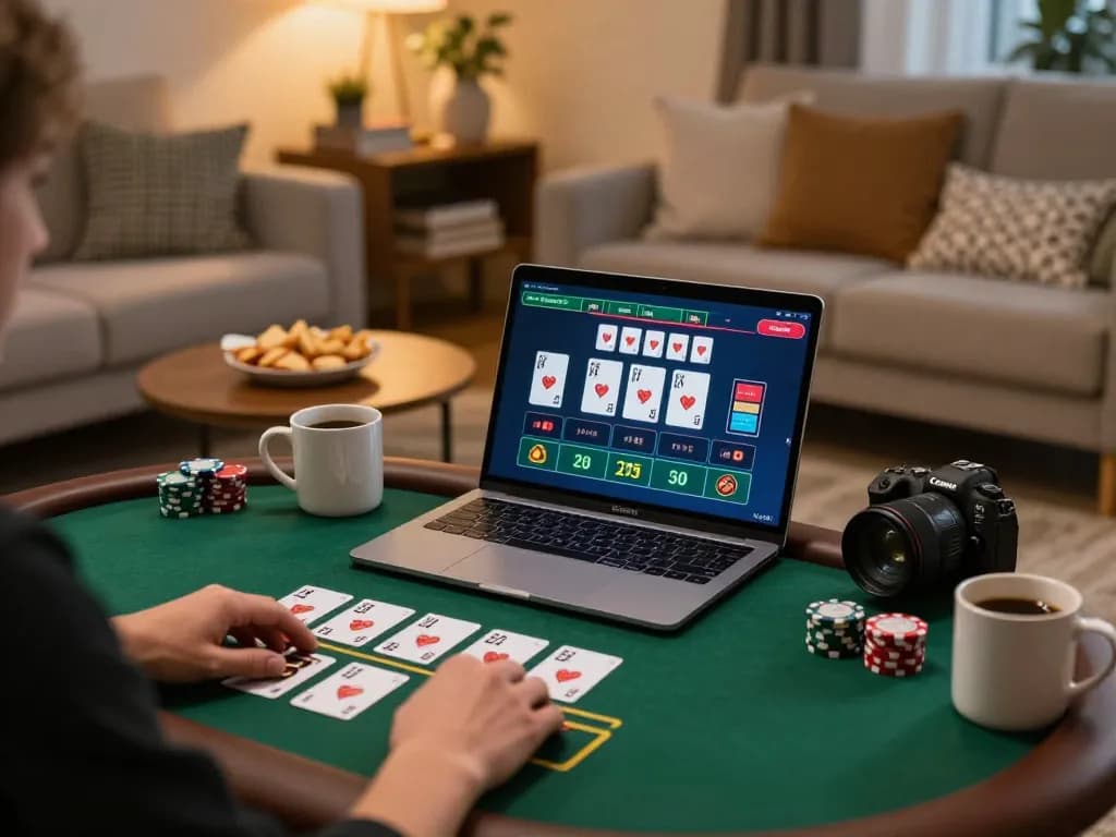 Engaging in live dealer blackjack on abc8go from a cozy home setup