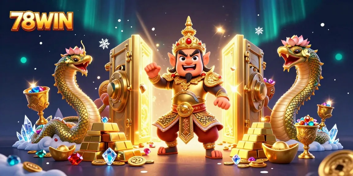 Experience thrilling gameplay with 78WIN, featuring a whimsical guardian and a treasure-filled atmosphere.