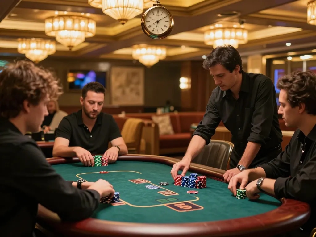 SUNWIN poker players engaging in strategic moves at a high-stakes gaming table.