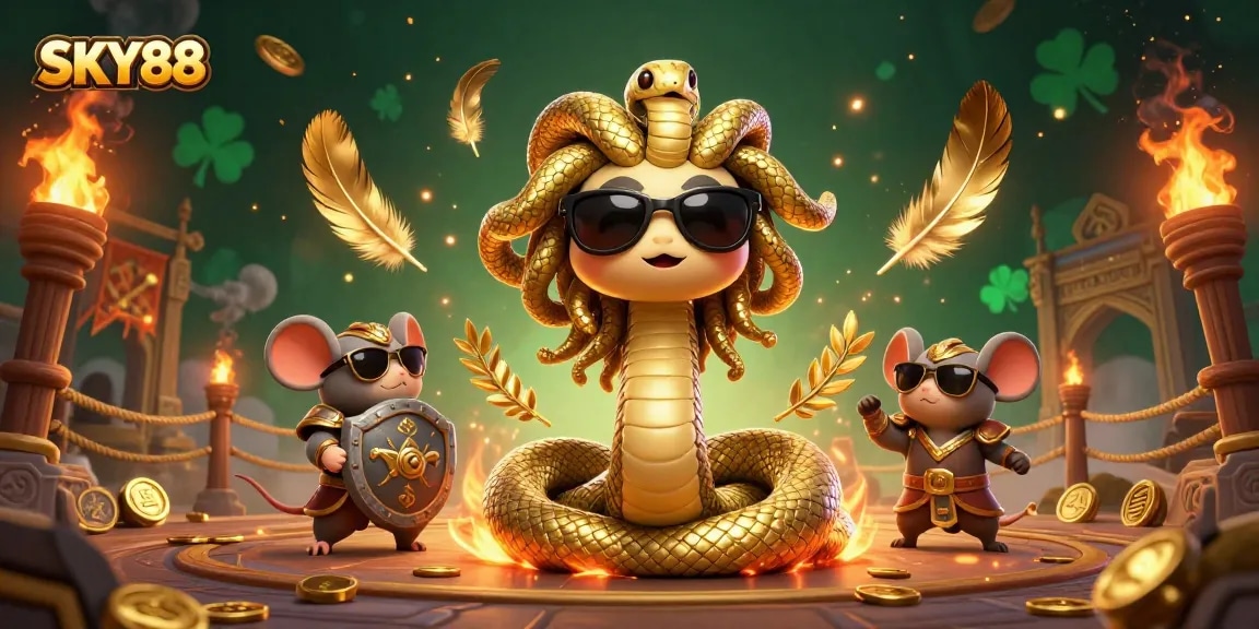 Experience the excitement of betting with SKY88 in a vibrant 3D casino illustration.