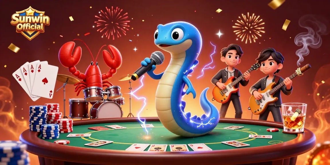 Experience thrilling moments with Sunwin Official at an underwater casino stage featuring vibrant 3D characters and exciting game elements.