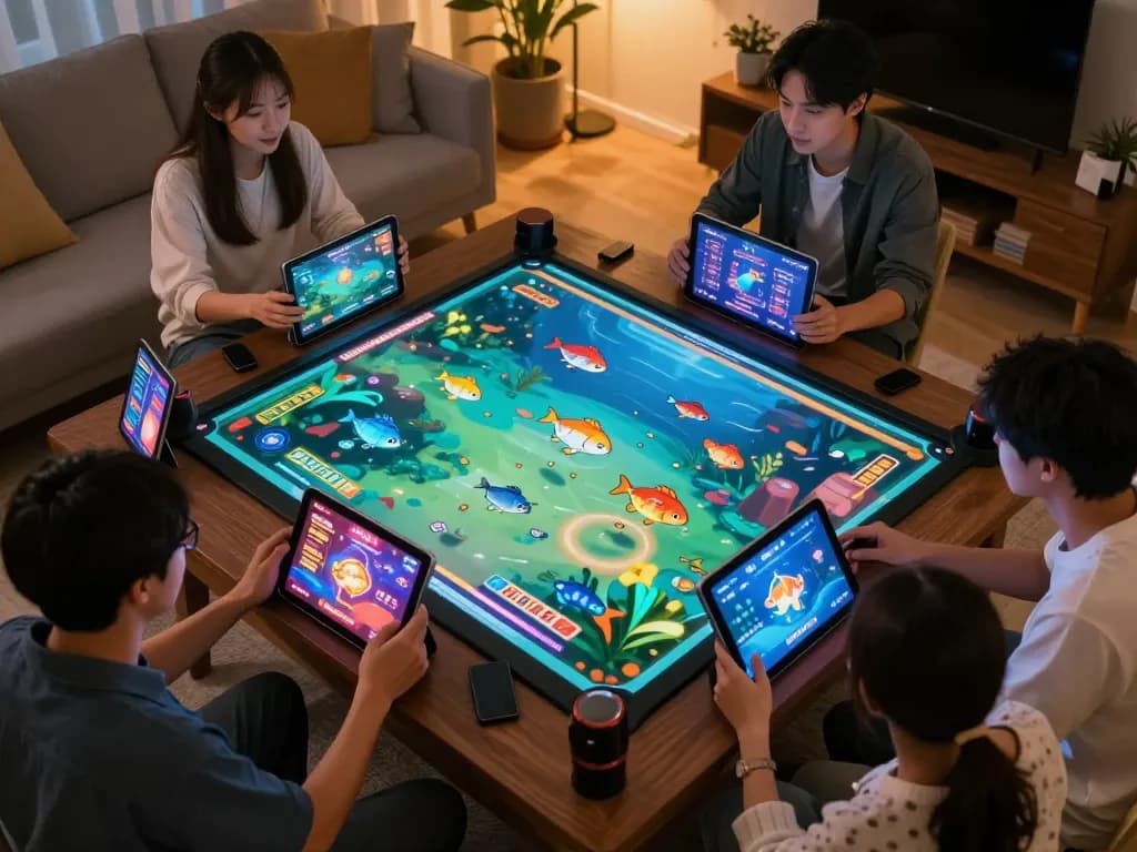 Bắn cá mb66 gameplay showcasing vibrant underwater graphics and player engagement in a cozy setting.