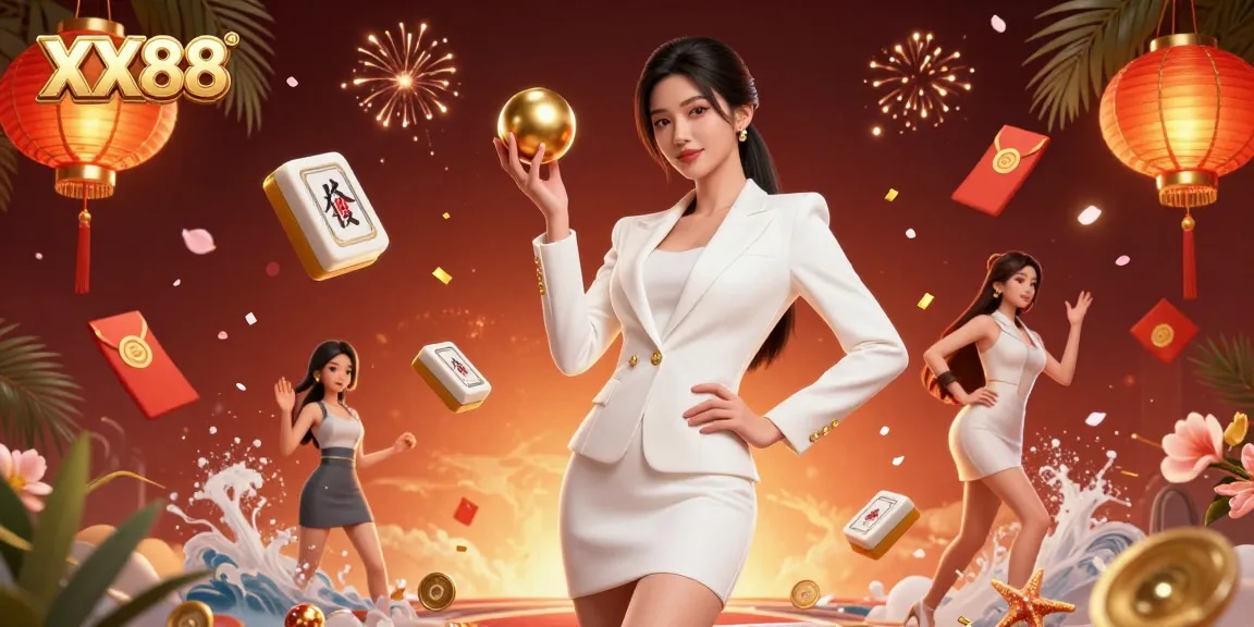 Engage with the excitement of XX88 casino, featuring a confident dealer holding a roulette ball amidst luxury casino elements.
