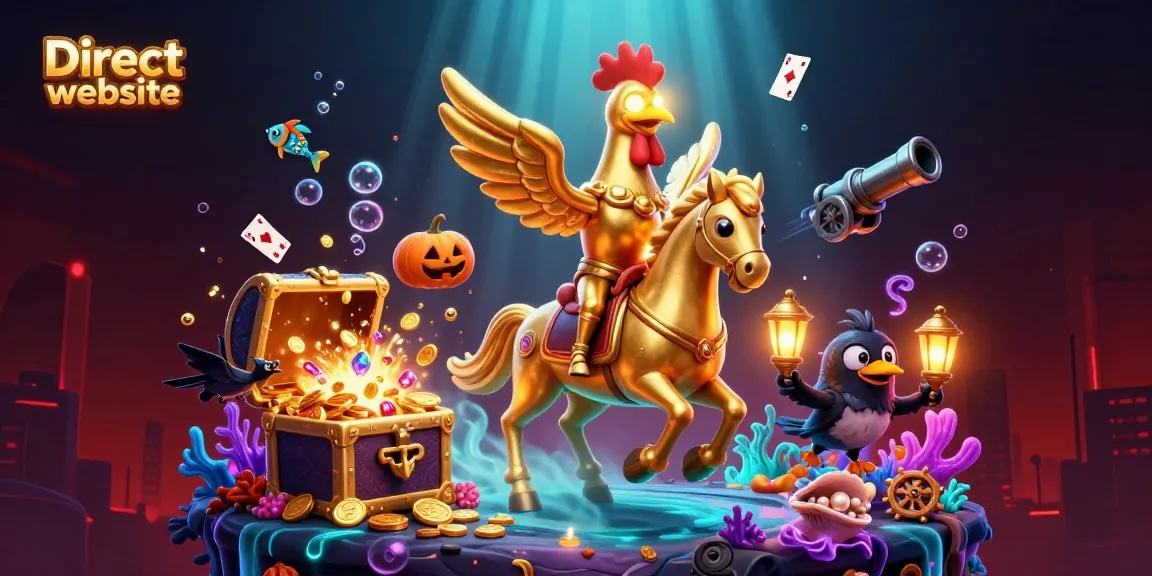 Experience the excitement of the Direct website through vibrant 3D casino art featuring dynamic characters.