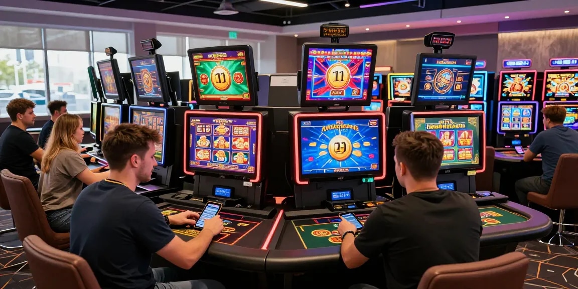 Exciting scene of players engaging at online casinos that accept credit cards, showcasing vibrant gaming stations and live dealer interactions.