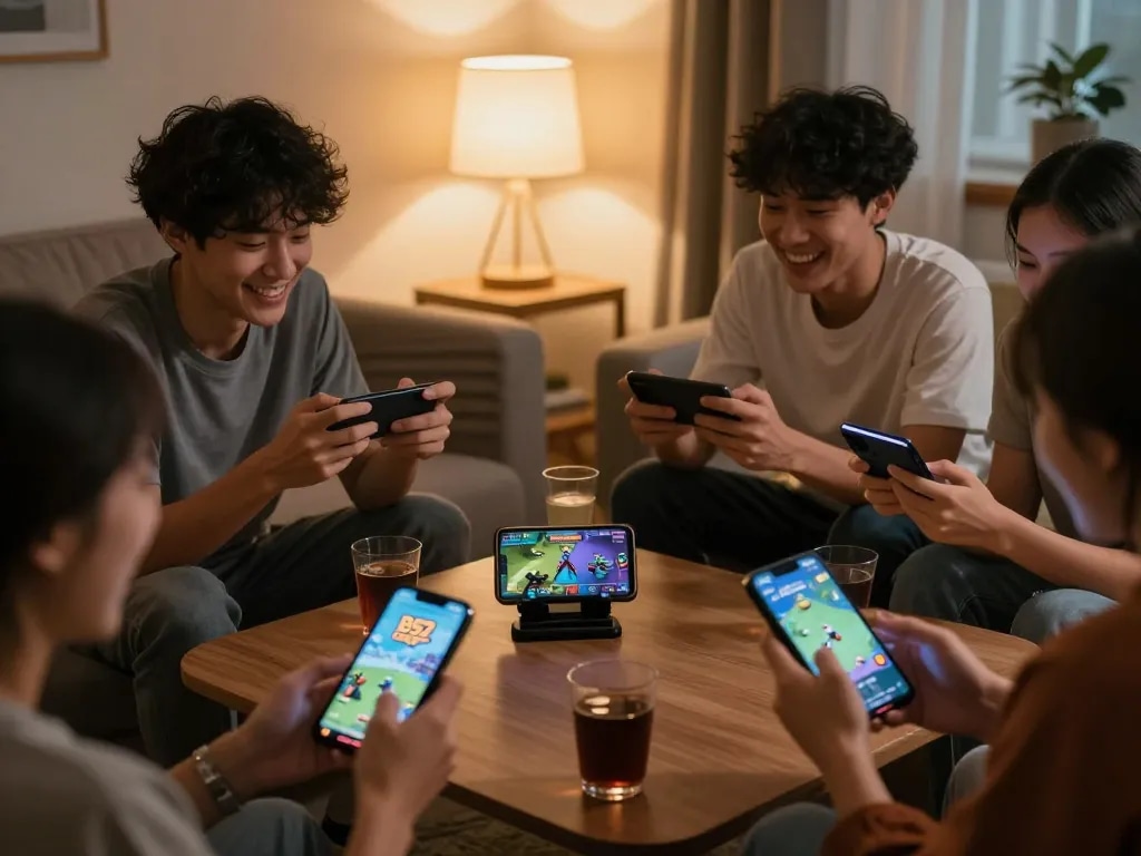 B52 Club players engaging in exciting online games in a cozy living room setting.