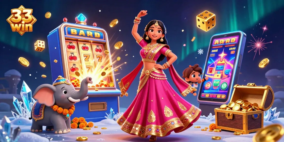 Engage with thrilling slot games at 33 win, showcasing a vibrant casino scene.