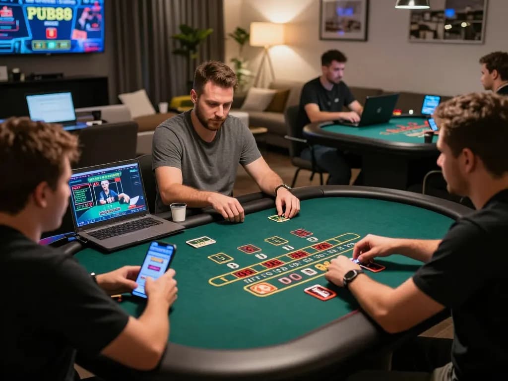 Players engaging in strategic blackjack gameplay on PUB88, illustrating a dynamic online gaming experience