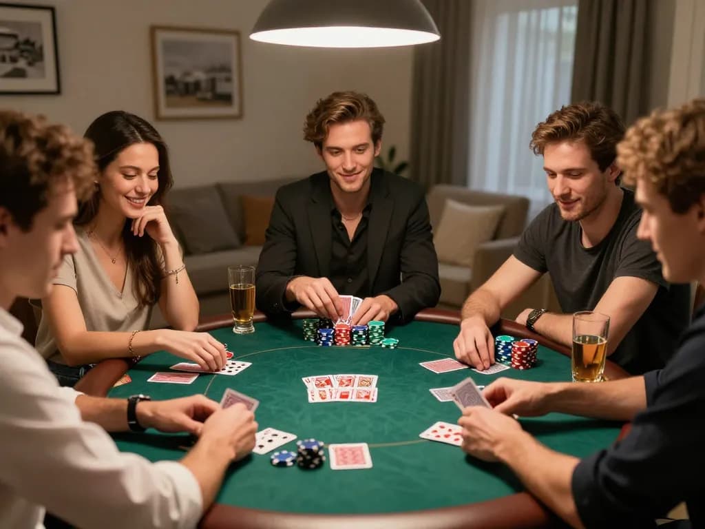 Players enjoy a thrilling poker night at home using go88 strategy for optimal gameplay.