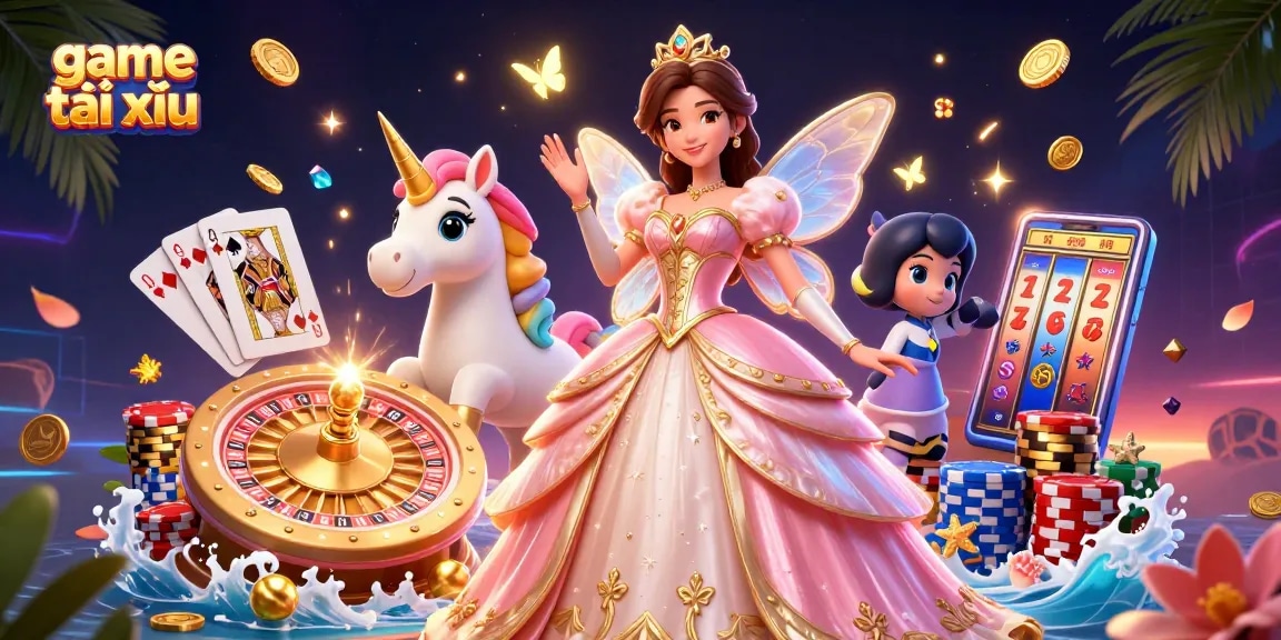 Experience thrilling gameplay with game tài xỉu illustrated in a vibrant casino scene