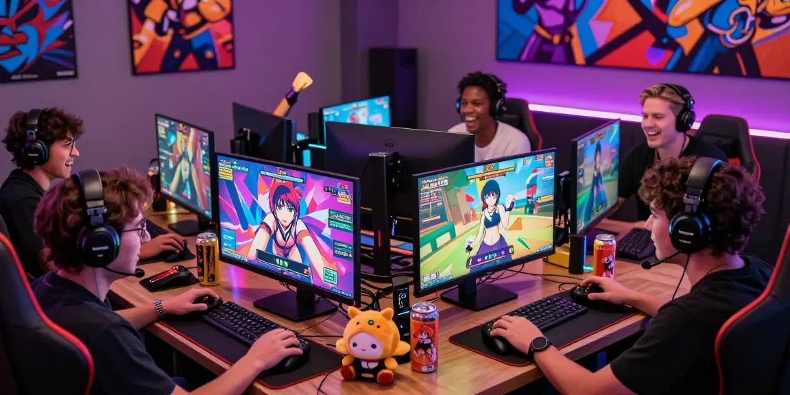 Exciting gaming scene with adults playing ecchi games online, showcasing vibrant characters and an immersive atmosphere.