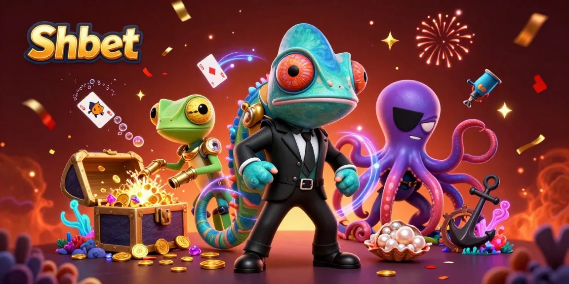 Shbet offers thrilling casino adventures with a secret agent chameleon and vibrant game elements.