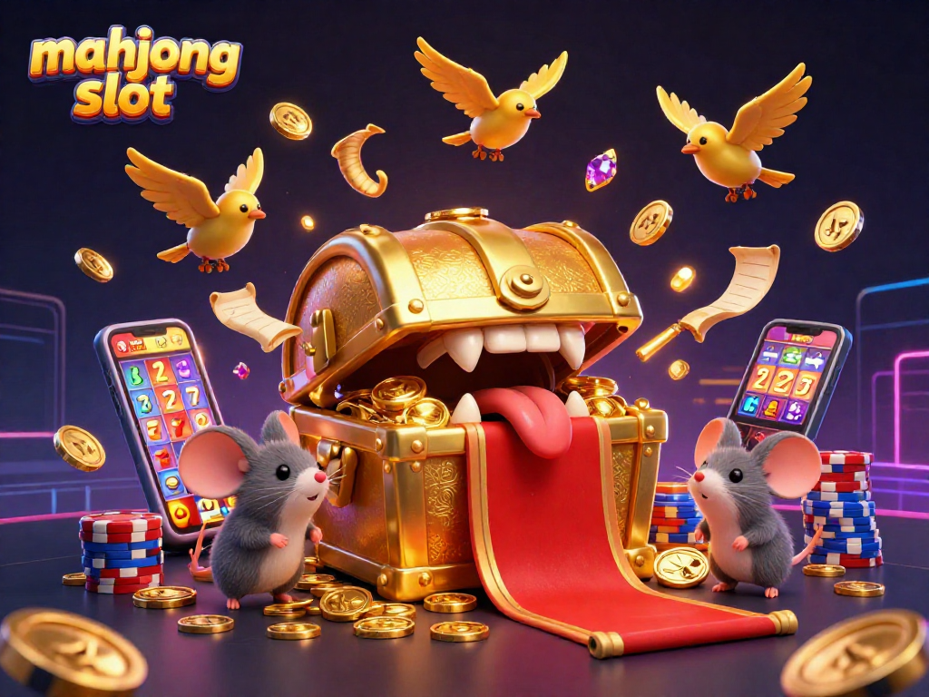 Experience thrilling action in the mahjong slot game with cascading coins, jackpot reels, and lively characters.