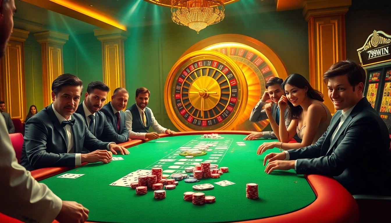 Experience thrilling action at 789win casino with a vibrant gaming table filled with cards and poker chips.