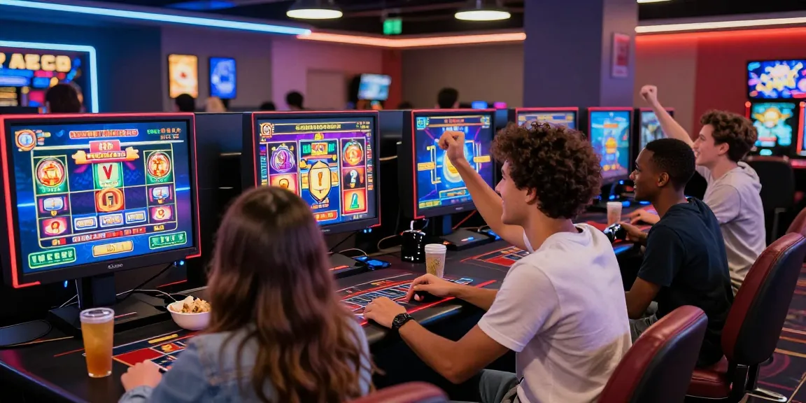 This vibrant gaming scene showcases players enjoying their favorite credit card casino games at jumpspace.org.uk, highlighting excitement and camaraderie.