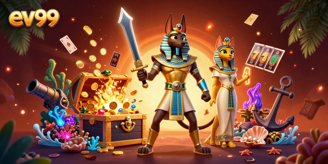 Win big with ev99 in this vibrant 3D casino scene featuring dynamic slot elements.