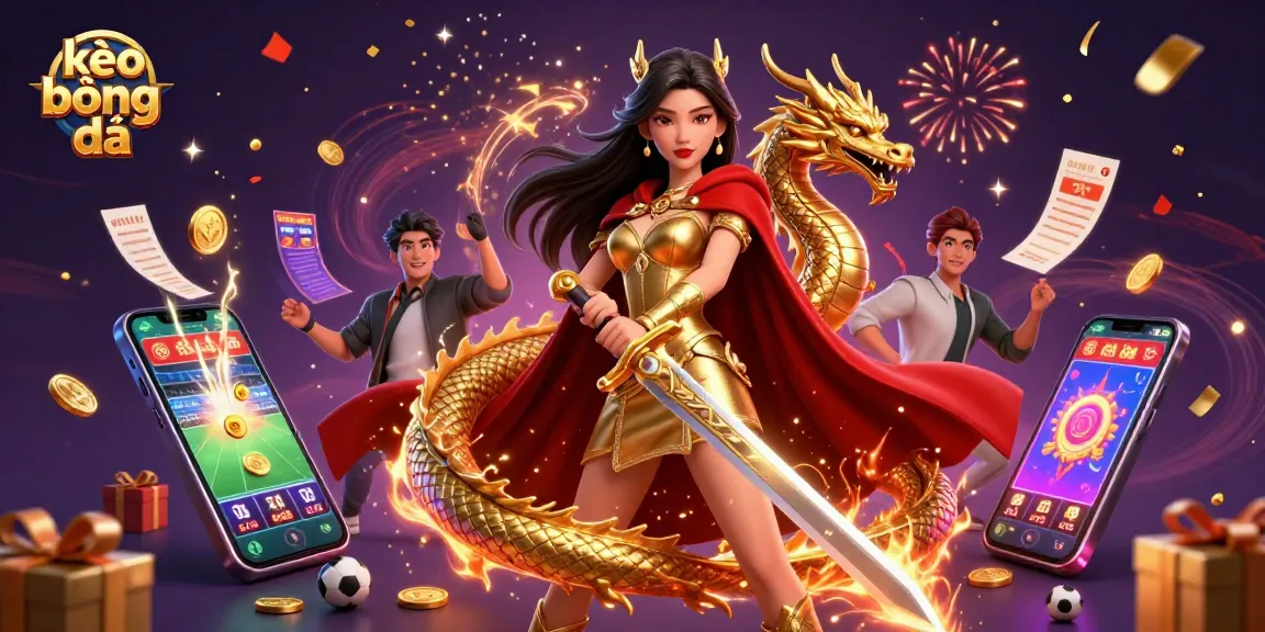 Bet on kèo bóng đá with dynamic sports graphics and vibrant celebrations in a captivating 3D scene.
