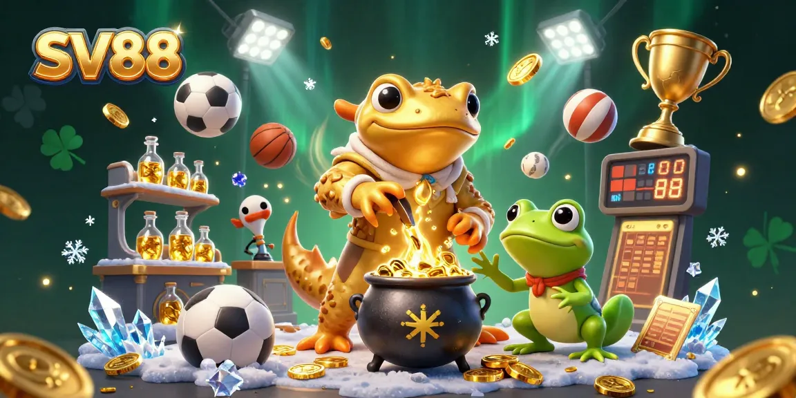 Engage with SV88 in a vibrant casino scene of magical alchemy and sports betting excitement.