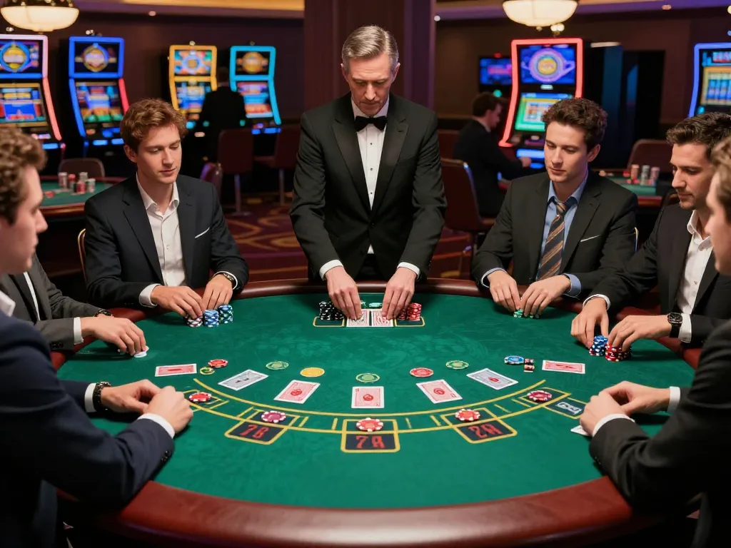 Players enjoying a thrilling game of blackjack at cm 88, engaging in strategic betting while surrounded by a vibrant casino atmosphere