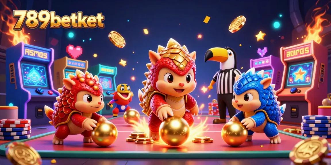 Compete and win at the vibrant world of 789betket with animated pangolins in a thrilling casino scene.
