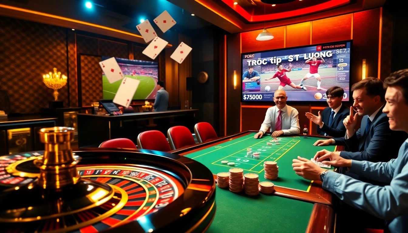 Experience the thrill of trực tiếp luongson with vibrant casino visuals, showcasing live gambling excitement.