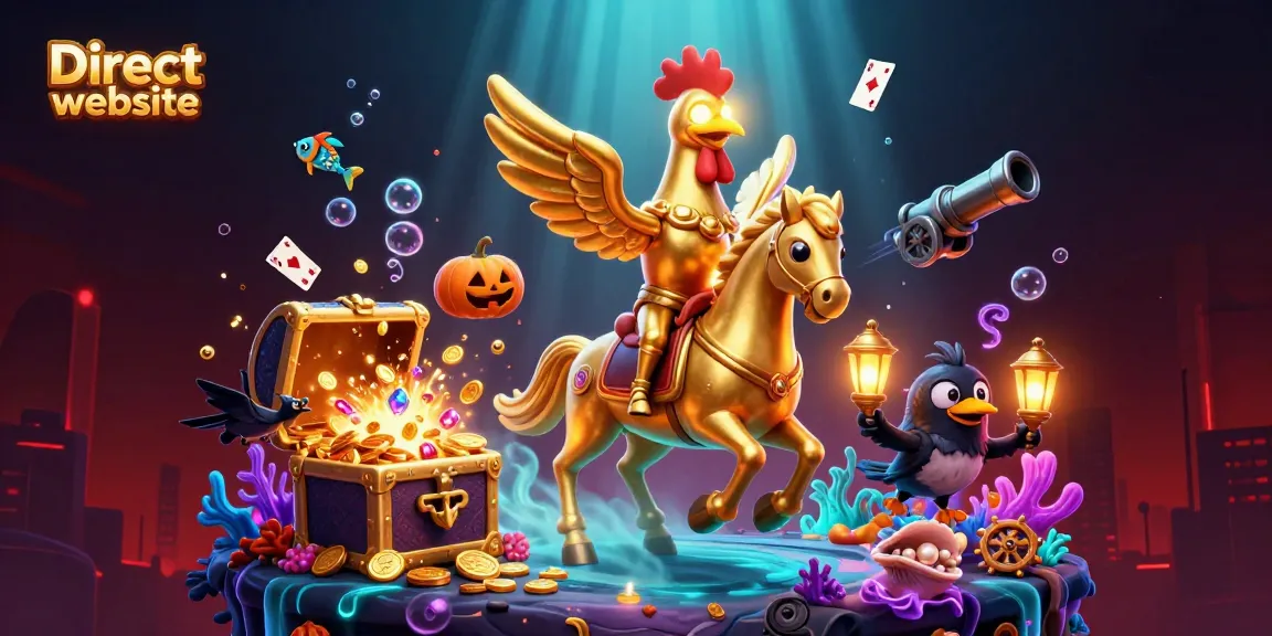 Experience the excitement of the Direct website through vibrant 3D casino art featuring dynamic characters.