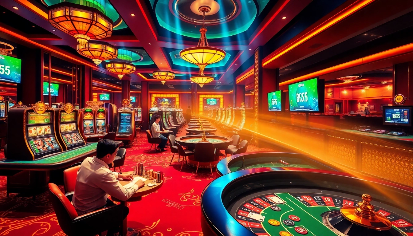 Engaged players experiencing the thrills of gambling at bl555 com casino tables with vibrant decor and dynamic gaming action.