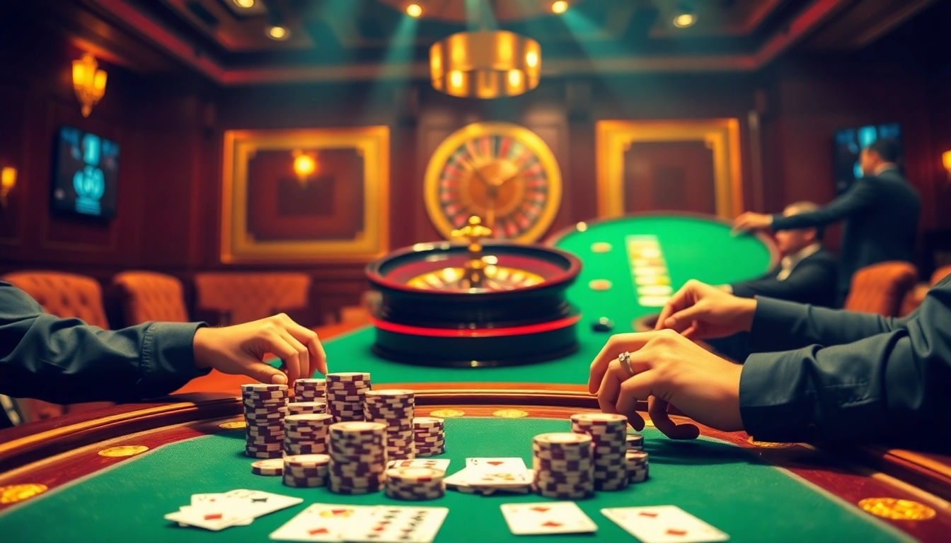 Experience thrilling gameplay at trang chủ fly88 with an upscale poker table and casino atmosphere.