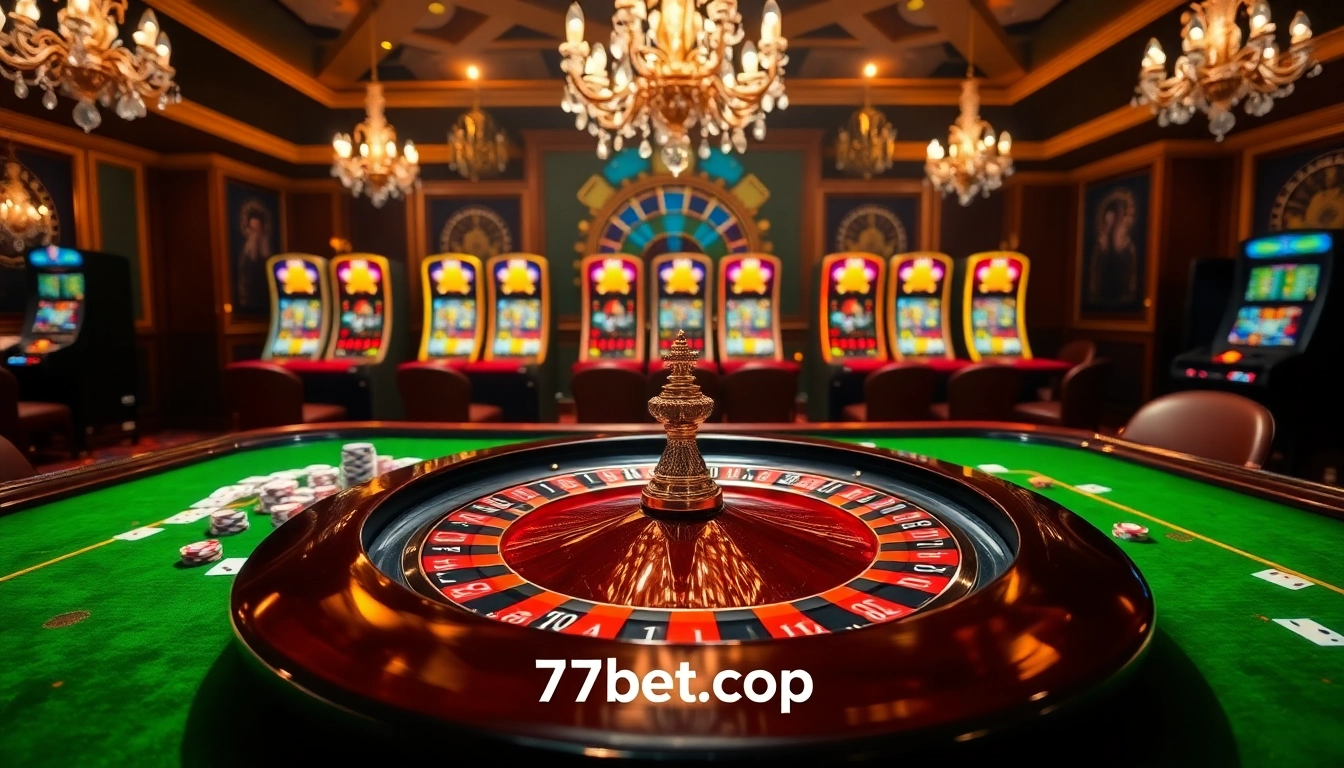 Experience the excitement of gameplay at 77bet.codes with vibrant poker chips, roulette, and casino ambiance.
