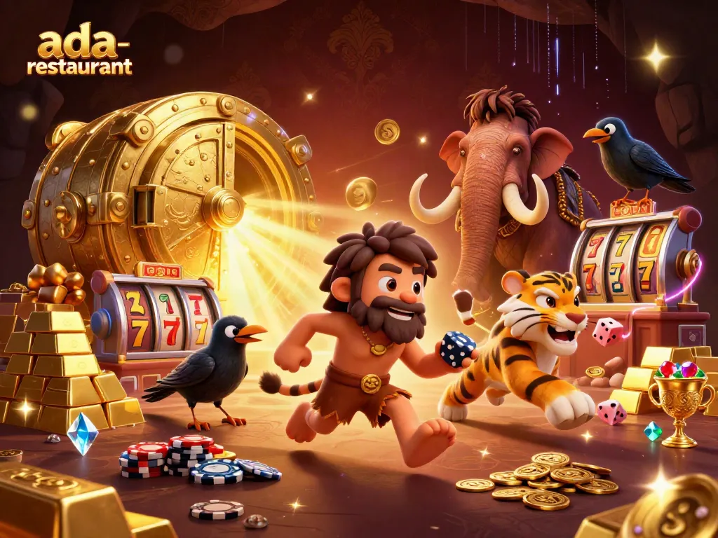 Experience the thrill of victory at ada-restaurant's colorful casino with vibrant characters and exciting games!