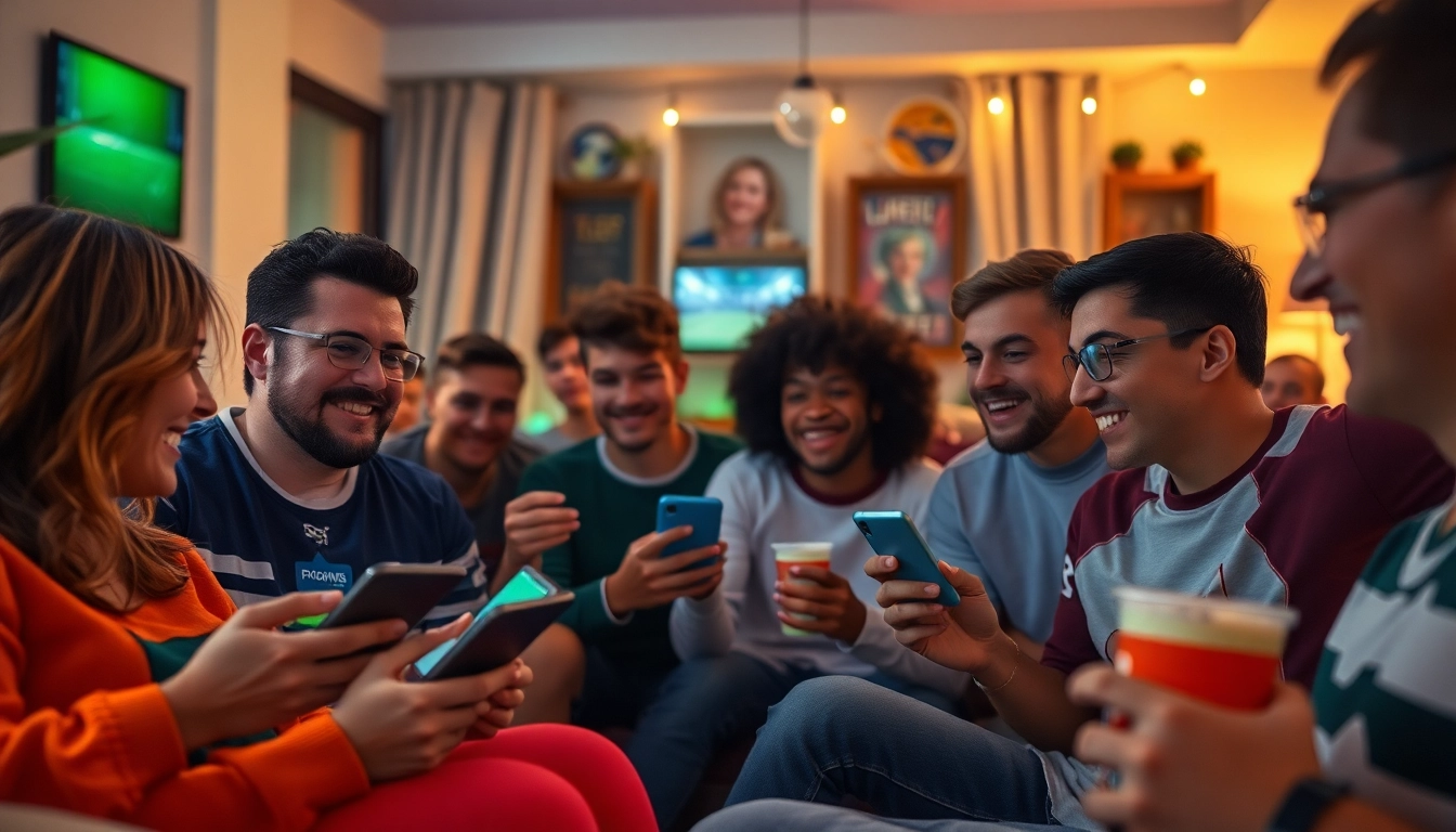 Excited fans watching a live football match on Socolive, capturing the excitement of the game in a cozy atmosphere.