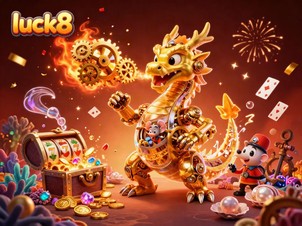 Experience thrilling slots with luck8's golden dragon and treasure-filled adventure