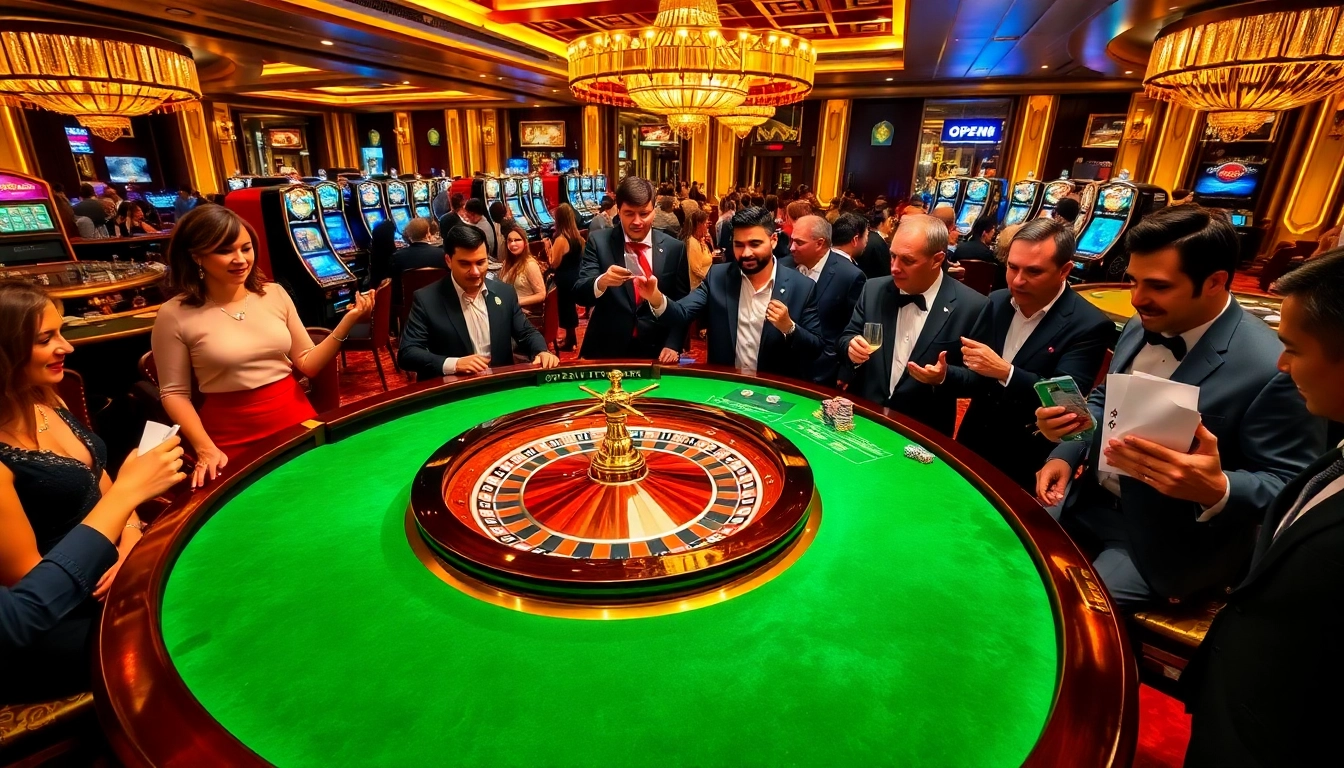 Experience the thrilling atmosphere of open88 with players engaging at a roulette table.