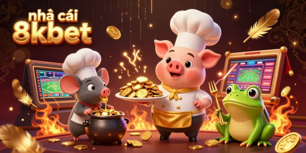 Experience the excitement at nhà cái 8kbet with a vibrant 3D cartoon casino scene featuring playful characters and dynamic betting elements.