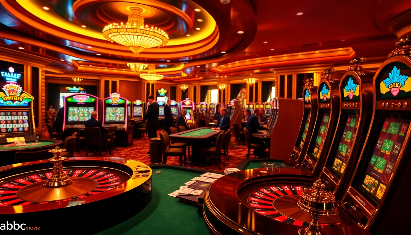 Experience the thrill of gambling at abc8.movie with a luxurious casino floor filled with vibrant games.