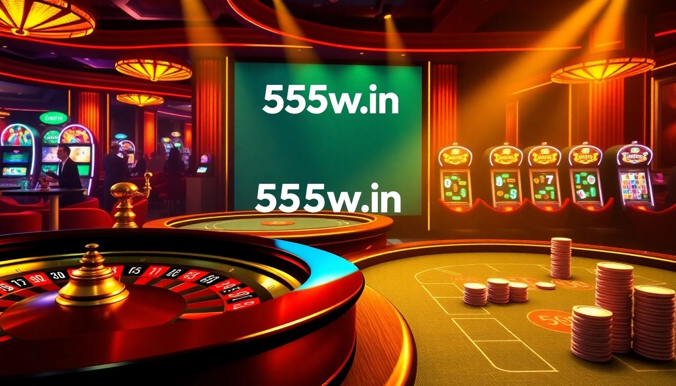 Experience the thrill of 555w.in with vibrant casino tables and lively gamblers.