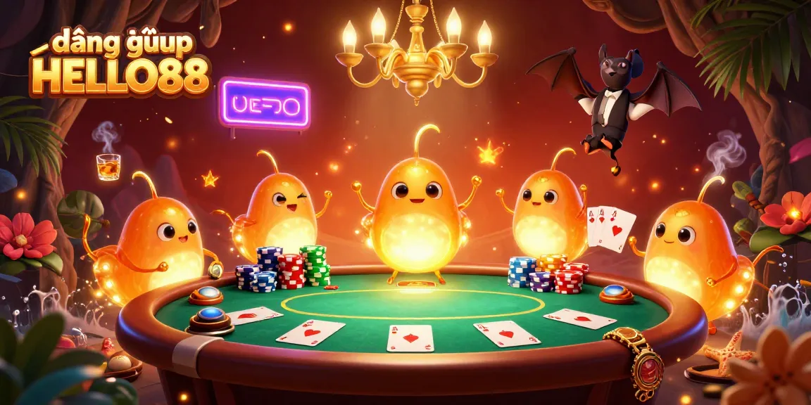 Experience the excitement with đăng nhập HELLO88, as vibrant glowworms light up a dynamic casino scene.