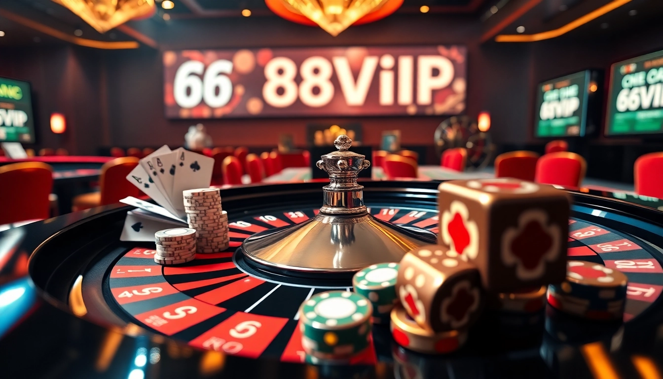 Gambling excitement at 68VIP casino with luxurious roulette table and vibrant game atmosphere.