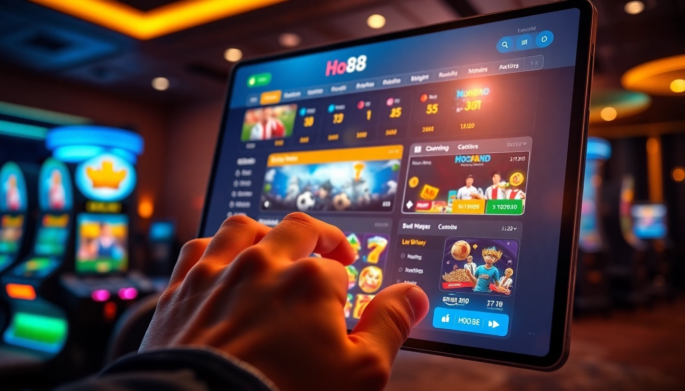 Ho88 online gambling platform with vibrant sports betting dashboard and engaging user interface.