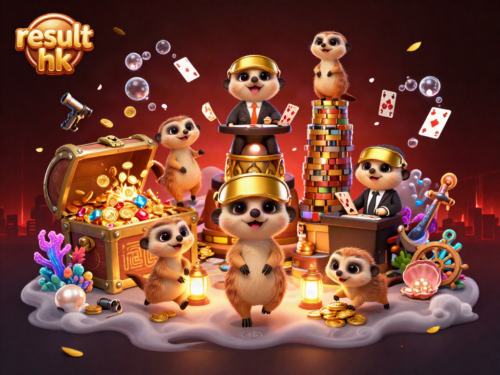 Engage in thrilling action at result hk with meerkats orchestrating a vibrant casino scene.
