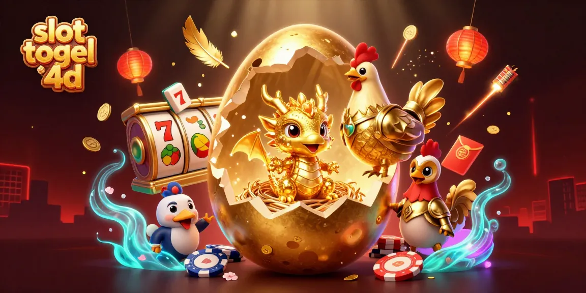 Engage in slot togel 4d with a dazzling golden dragon amidst vibrant casino elements.