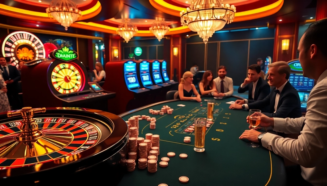 Daga88 players excitedly placing bets at a vibrant online casino table.