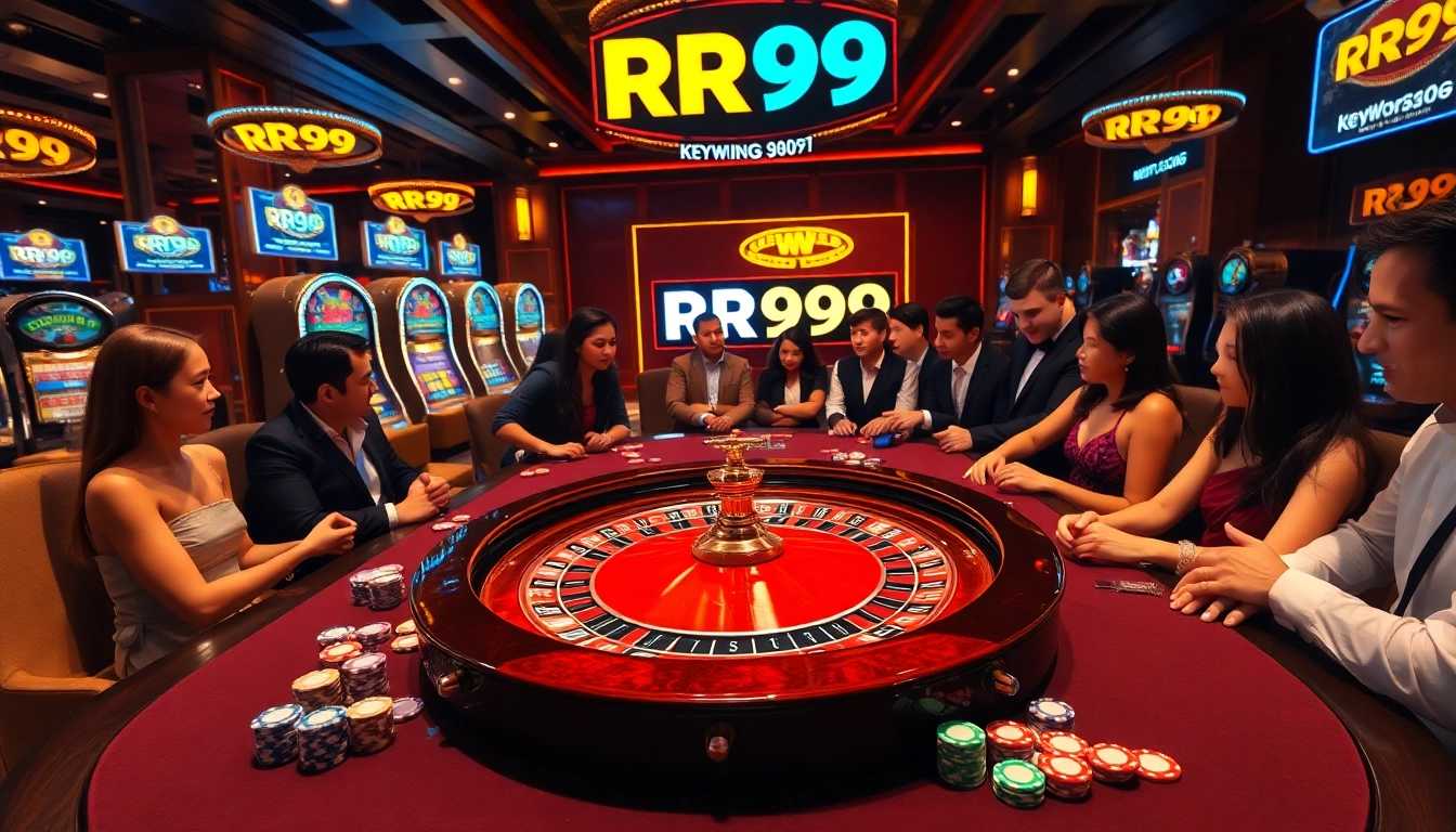 Engage in the exciting atmosphere of RR99 casino games with a vibrant roulette table.