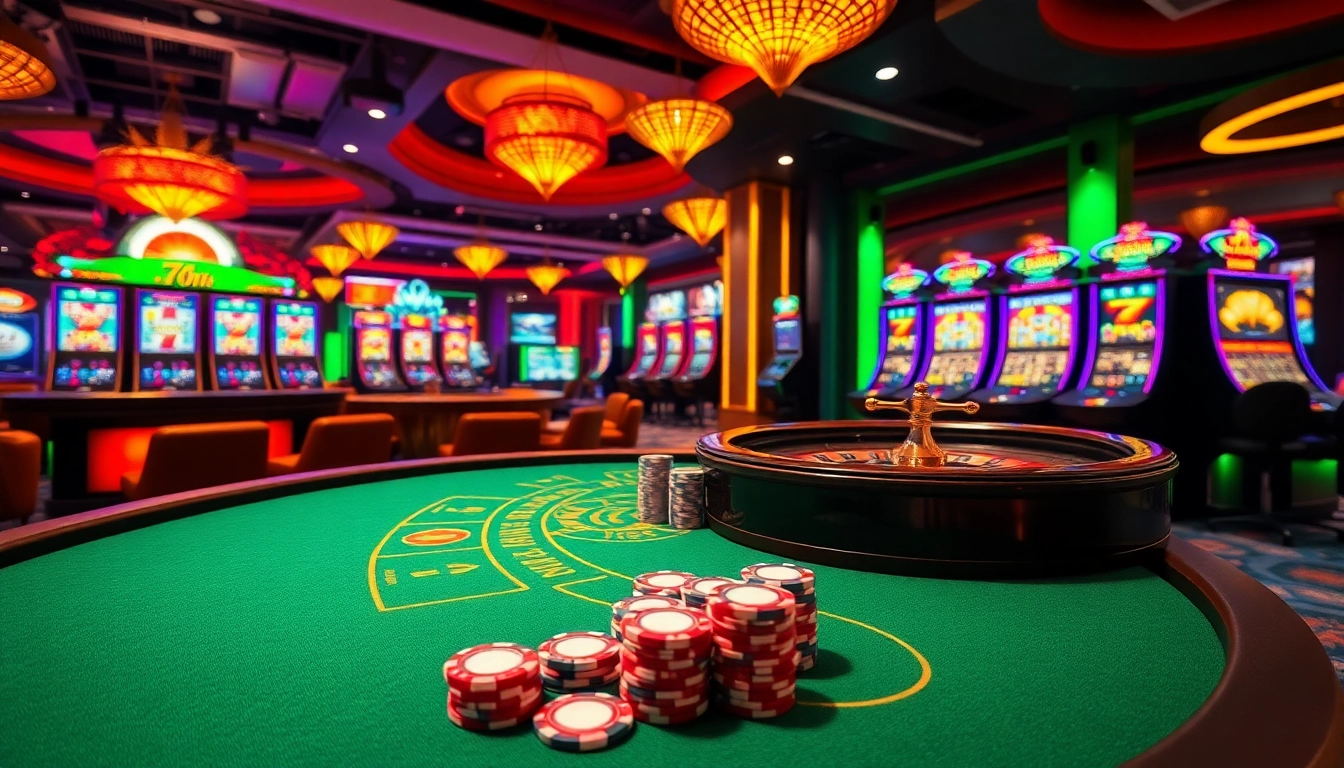 Experience the thrill of gambling action at a luxurious casino featuring 7mcn-inspired elements.