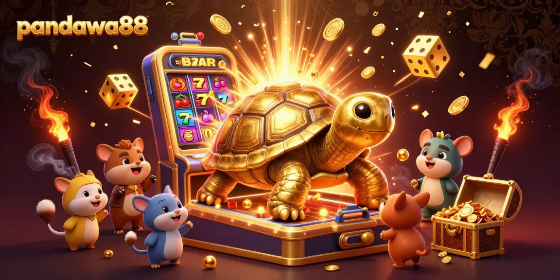 Experience fun and winning with pandawa88's dynamic casino gaming scene featuring vibrant slot machines and gold.